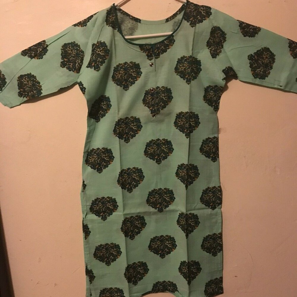 Indian kurti top with prints - light blue color